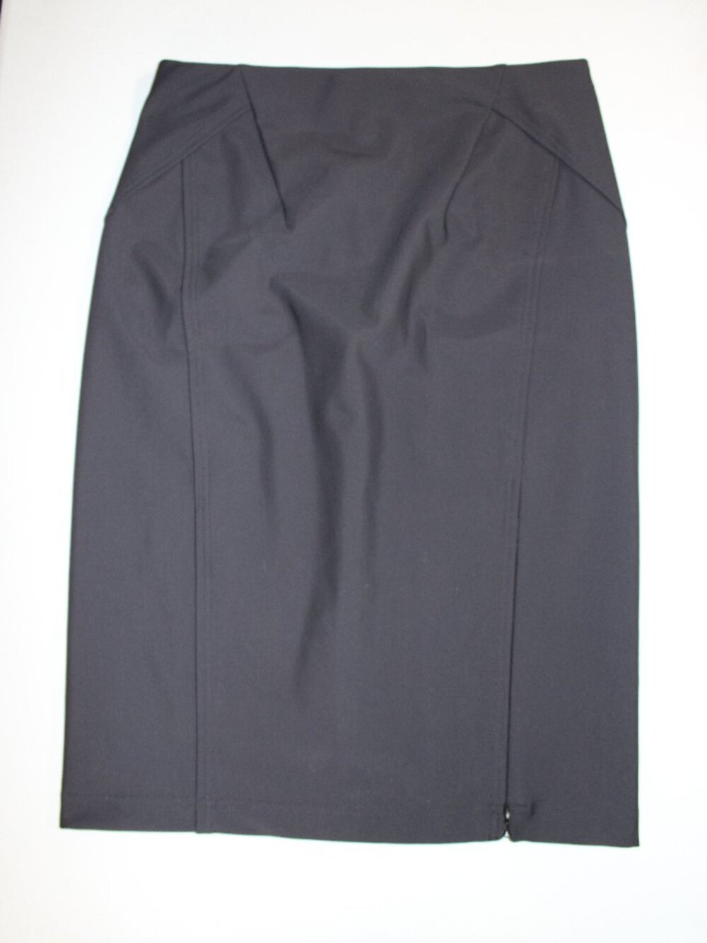 Donna Karan Womens Midi Pencil Skirt w/Seam Details and Zippered Slit